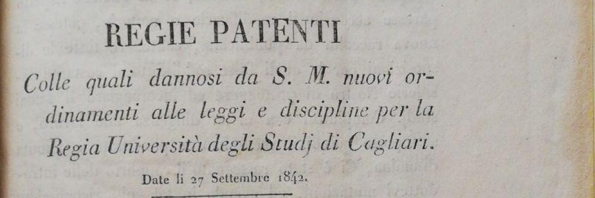 Regie Patenti dell’Università di Cagliari (1842)